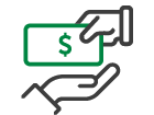 a hand receiving money