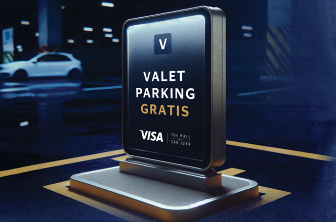 Letrero Oferta Valet parking gratis en MSJ