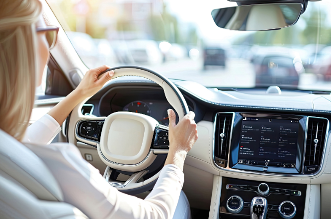 Woman driving a car