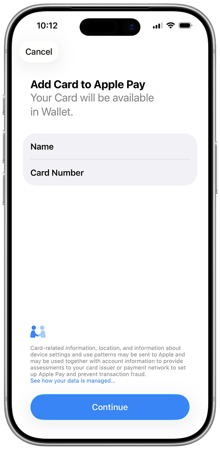 Apple Pay Registration Process from Digital Banking