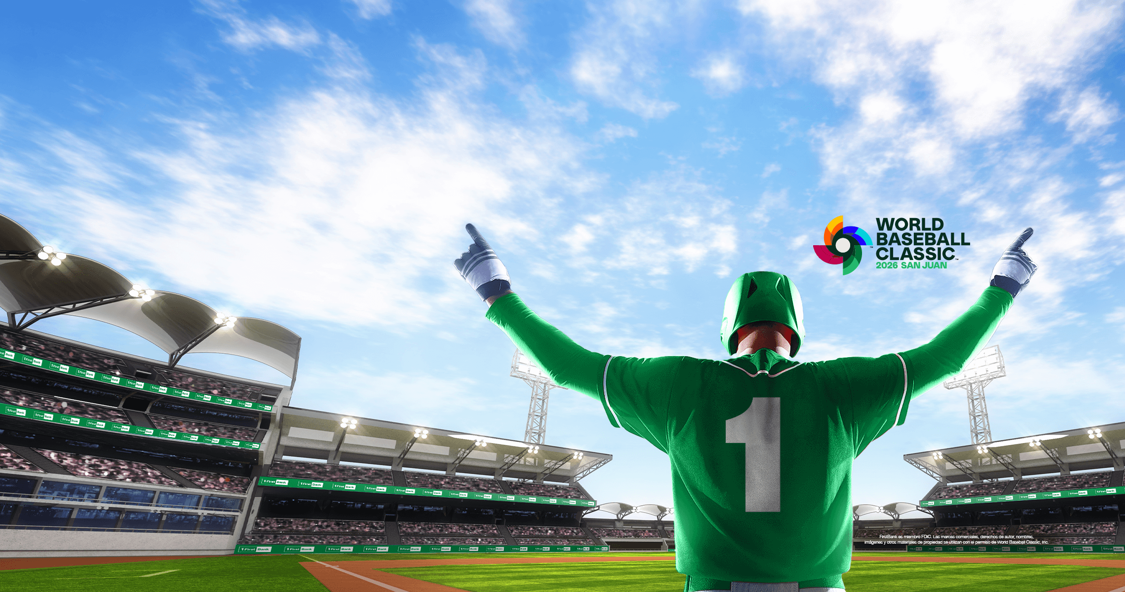 pelotero con uniforme de FirstBank