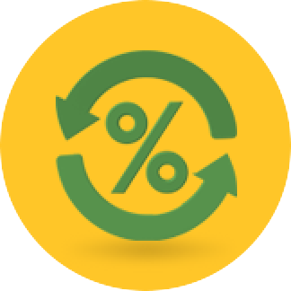 Percentage symbol with arrows around