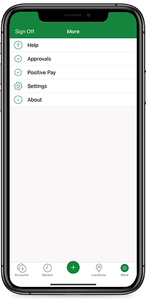 móvil con opciones de app en pantalla