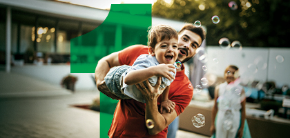 Father with a son playing.