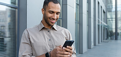 man holding a mobile phone