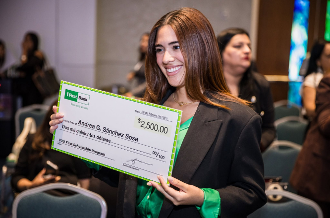 Student receiving the YOU First Scholarship