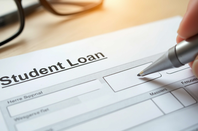boligrafo sobre un documento que dice student loan