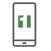 Icono de celular con el logo de FirstBank en pantalla.